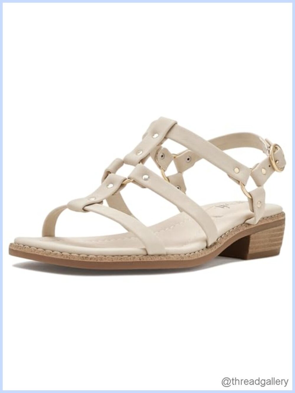 Women's Gladiator Flat Sandals Faux Leather Adjustable Buckle Casual Open Toe